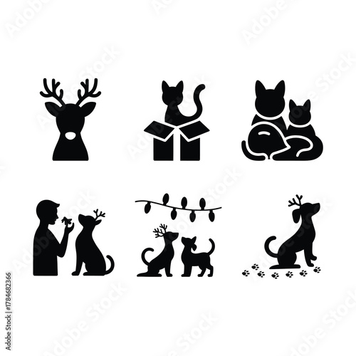 Pet Lovers Christmas Silhouette Vector Bundle 