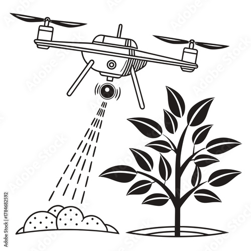 Drone monitoring and spraying crops in a field for modern agriculture