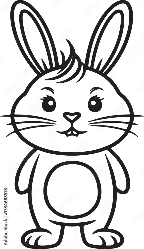 Fototapeta premium Rabbit Line Drawing for Kids Coloring and Easter Designs