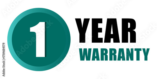 Warranty label icon. One year guarantee. Round seal Vector. Service quality graphic.