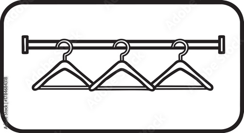 23. closet rod with hangers outline icon vector
