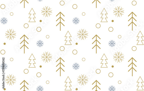 Golden and Blue Minimal Christmas Seamless Pattern. Perfect for modern holiday packaging, fabric prints, gift wrap, or digital winter projects.
