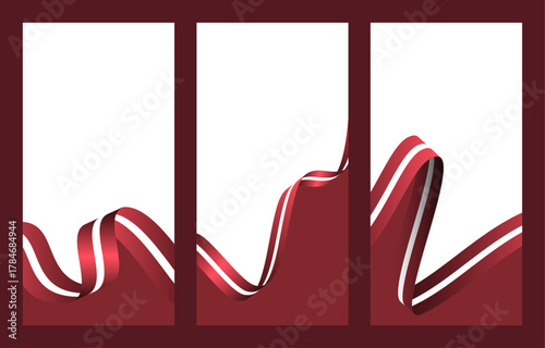 Latvia Flag Background Template. Latvian National Symbol Border. Vertical Frame.