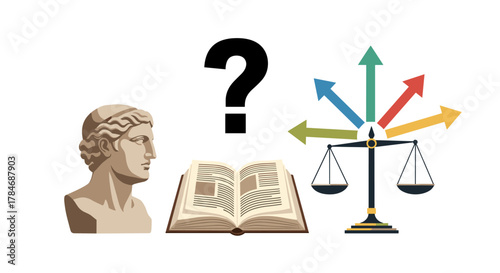 Ancient Wisdom Meets Modern Dilemmas Symbolizing Choice and Knowledge, Generative AI.