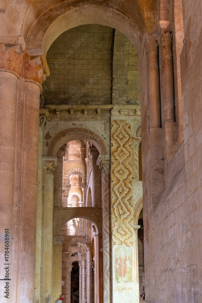 Naklejka premium Saint Hilaire le Grand basilica interior showing Romanesque architecture in Poitiers
