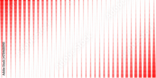Red color halftone gradient texture. Vanishing cartoon polka dot background. Repeating dotted gradation pattern. Fading comic pop art overlay backdrop. Raster halftone effect wallpaper. Vector