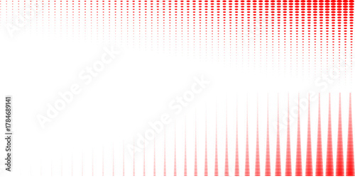 Red color halftone gradient texture. Vanishing cartoon polka dot background. Repeating dotted gradation pattern. Fading comic pop art overlay backdrop. Raster halftone effect wallpaper. Vector