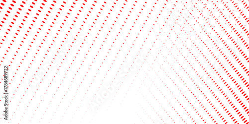 Red color halftone gradient texture. Vanishing cartoon polka dot background. Repeating dotted gradation pattern. Fading comic pop art overlay backdrop. Raster halftone effect wallpaper. Vector