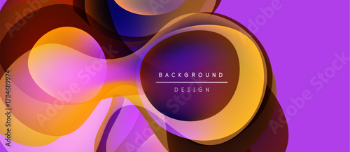 Abstract layers create vibrant, flowing shapes. Orange, purple, blue hues blend seamlessly. Modern design element for backgrounds.