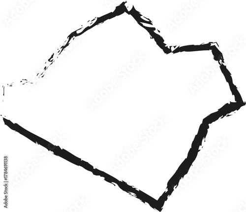 Organic shape with ripple-like contours and a hand-drawn brushed outline.