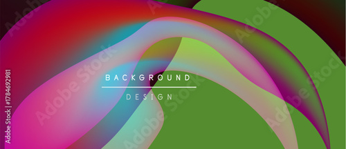 Vibrant abstract background. Flowing shapes blend pink, green, blue hues. Text reads background design centered within image.