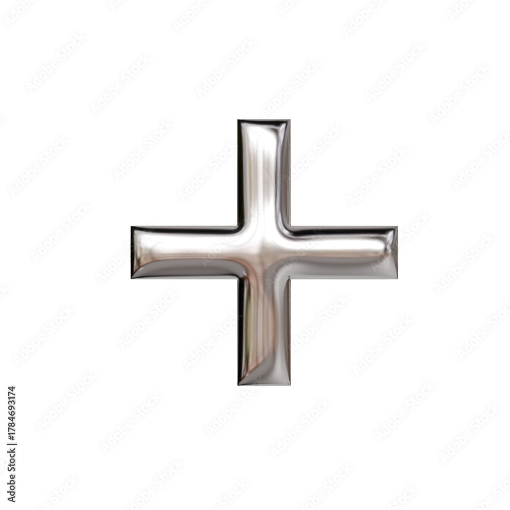 Fototapeta premium Alphabet number and symbol 3D word Silver Chrome Metallic Shard Emblem