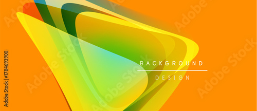 Bright abstract design. Overlapping colorful shapes create dynamic visual effect. Orange background complements vibrant hues.