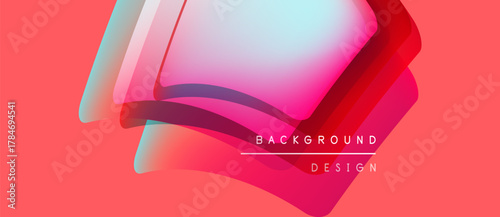 Abstract layers create vibrant design. Pink, blue hues blend, forming dynamic background. Text reads background design.