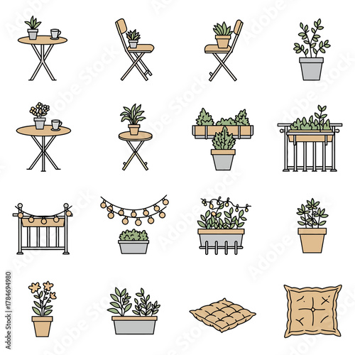 balcony garden design with chairs tables plants lights and pillows creating a cozy outdoor space perfect for relaxation and summer living