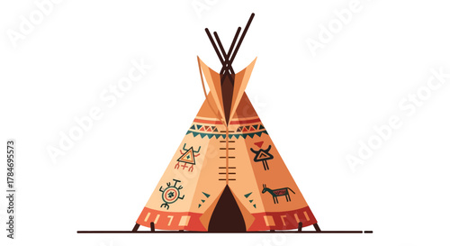 Native American Teepee Illustration Isolated on White Background
