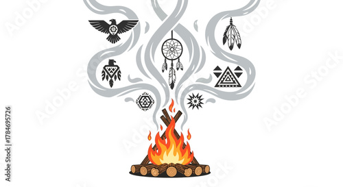 Native American Symbols Rising from Campfire Smoke Spirituality Heritage