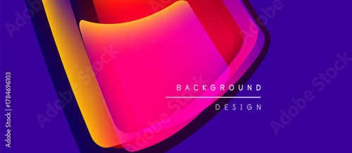 Abstract vibrant layers create dynamic visual effect. Gradient colors blend, forming modern background design. Smooth shapes suggest movement.