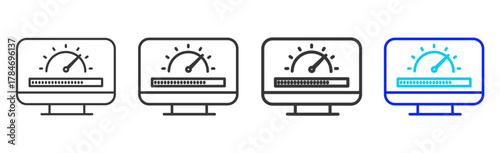 Performance Metrics Icon Set Collection in Creative Outline Style for Business Intelligence Dashboard Data Analysis Visualization Forecast Report AI Analytics and Performance Design