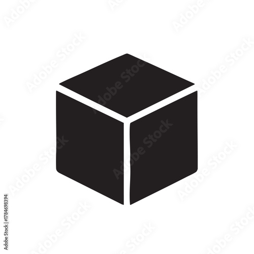 a simple black cube centered on white background