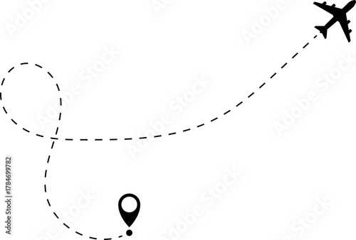 Airplane Route Icon. Travel symbol.