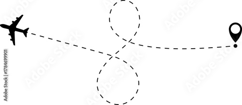 Airplane Route Icon. Travel symbol.