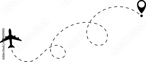 Airplane Route Icon. Travel symbol.