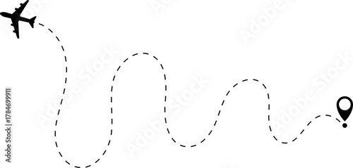 Airplane Route Icon. Travel symbol.