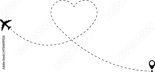 Airplane Route Icon. Travel symbol.