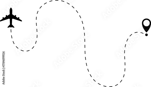 Airplane Route Icon. Travel symbol.