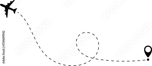 Airplane Route Icon. Travel symbol.