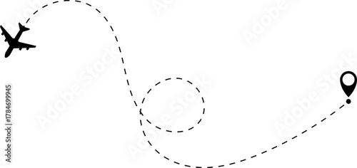 Airplane Route Icon. Travel symbol.