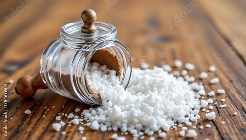Transparent spice mill, sea salt flakes visible, isolated form
