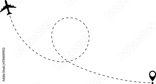 Airplane Route Icon. Travel symbol.