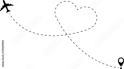 Airplane Route Icon. Travel symbol.