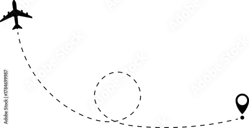 Airplane Route Icon. Travel symbol.