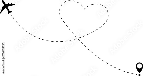 Airplane Route Icon. Travel symbol.