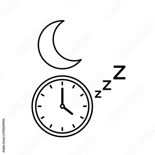 Sleep Time Clock with Moon Icon