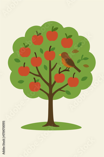 vector of an apple tree bearing heavy fruit