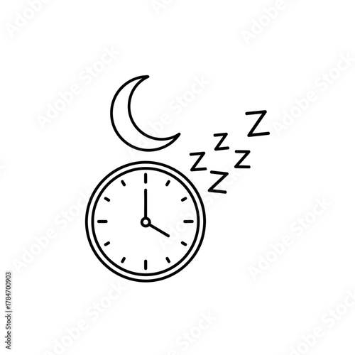 Sleep Time Clock with Moon Icon