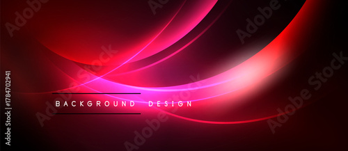 Abstract red design. Smooth curves create dynamic, glowing effect. Dark background emphasizes vibrant color gradients. Modern aesthetic.