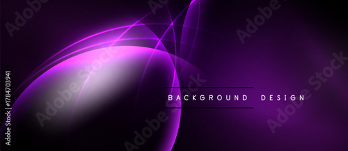 Abstract purple background. Smooth curves create dynamic light effects. Modern design suitable for digital projects.