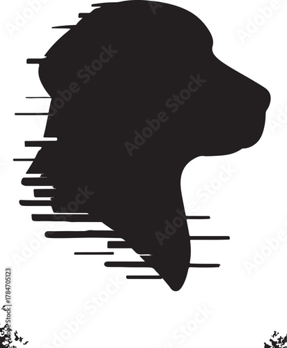 A striking silhouette of a dog s head with dynamic line details