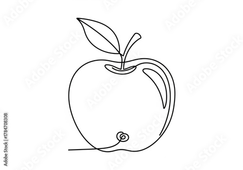 Simple line art drawing of an apple