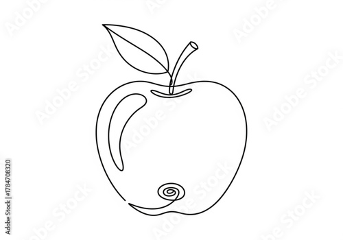 Minimalist single line drawing of an apple