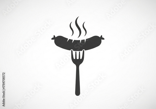 Hot sausage on a fork