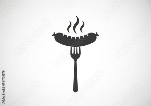 Hot sausage on a fork