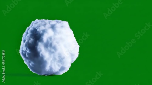 Rolling Snowball on Green Screen Winter Animation