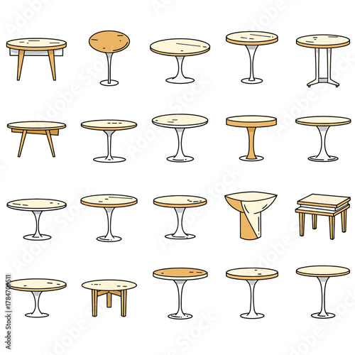 various round tables illustration showcasing furniture designs for cafe interiors highlighting different styles of home decor with wooden tabletops