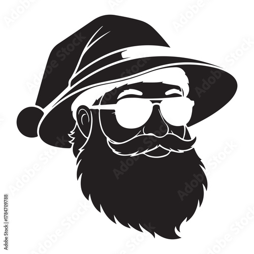 Cool Santa Claus Character with Sunglasses and Festive Hat Illustration